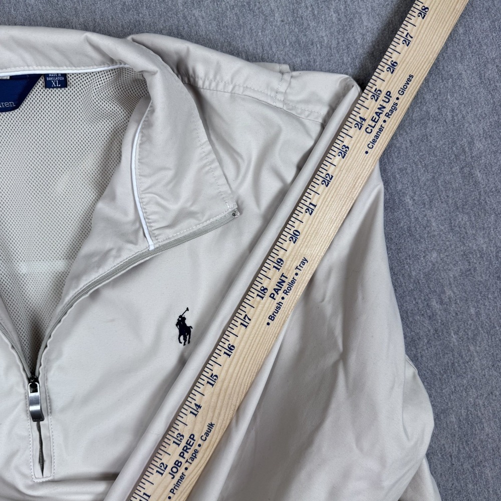 Polo Ralph Lauren 1/4 Zip Pullover Jacket Mens XL Beige Mesh Lined Windbreaker - Picture 9 of 12